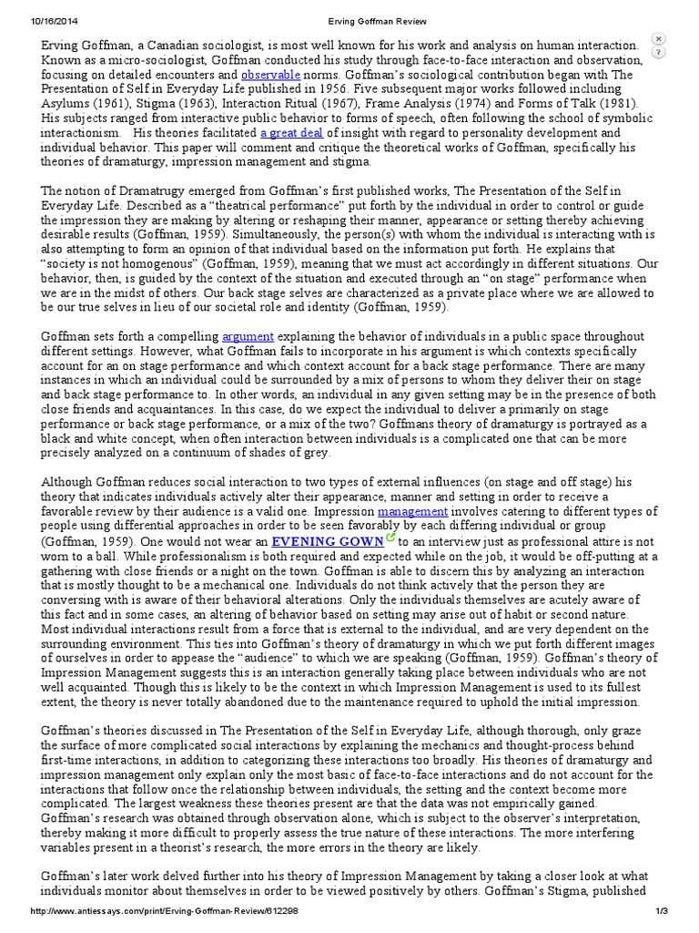 Goffman stigma essay 08 picture