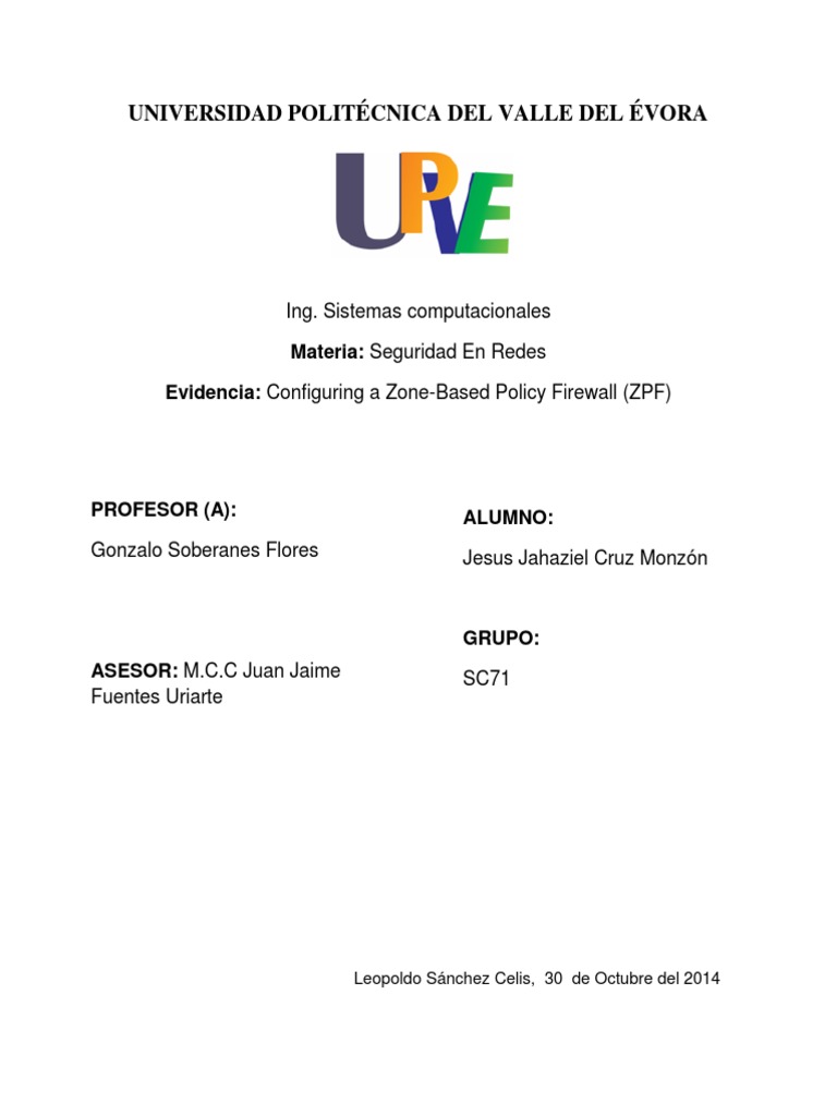 Configuring A ZoneBased Policy Firewall (ZPF) PDF Firewall