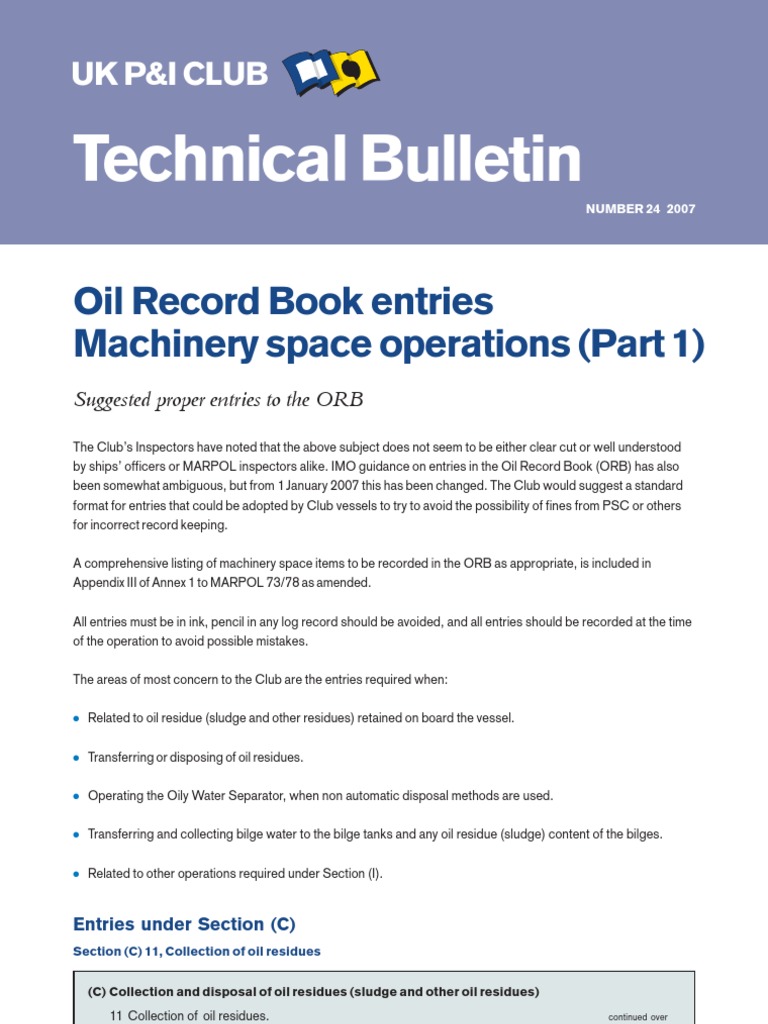 Oil Record Book Entry Guidelines | PDF | Waste Management | Pollution