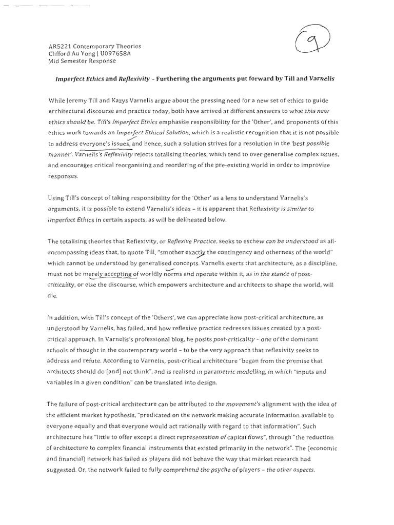 Imperfect Ethics and Reflexivity-Furthering The Arguments Put Forward ...