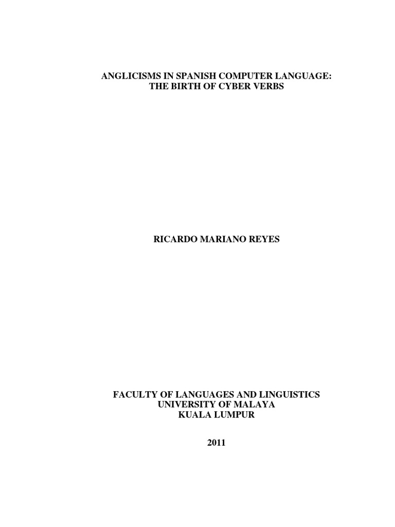 Anglicisms in Spanish Computer Language: The Birth of Cyber Verbs | PDF