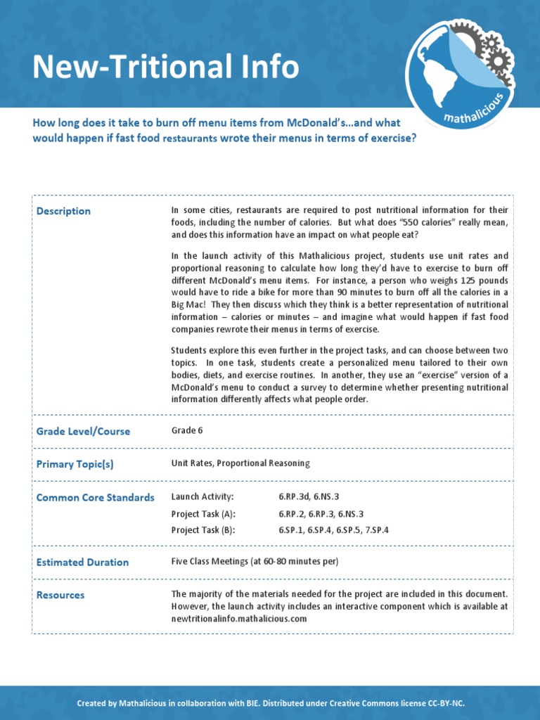 NewTritional Project Packet | PDF | Mc Donald's | Menu