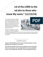 "The Word of the LORD to the Fallen and Also to Those Who Know My Name." (11/12/14) (Message from God)