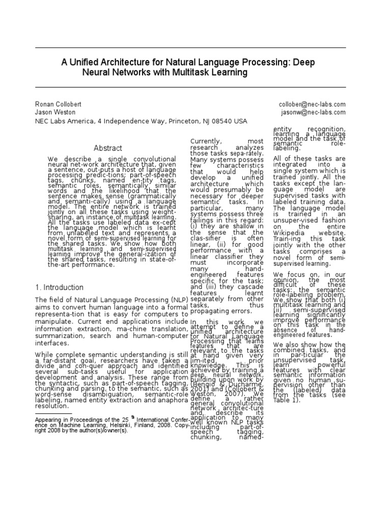 A Unified Architecture For Natural Language Processing | PDF ...