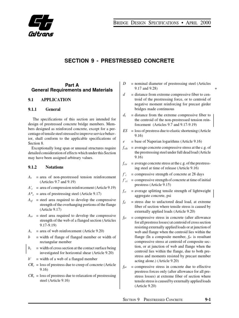 Prestressed Concrete Bridge Design Specifications | PDF | Prestressed ...