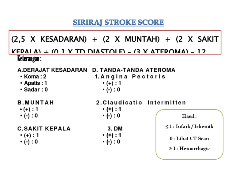 Siriraj Stroke Score Calculation Guide | PDF | Teaching Methods & Materials
