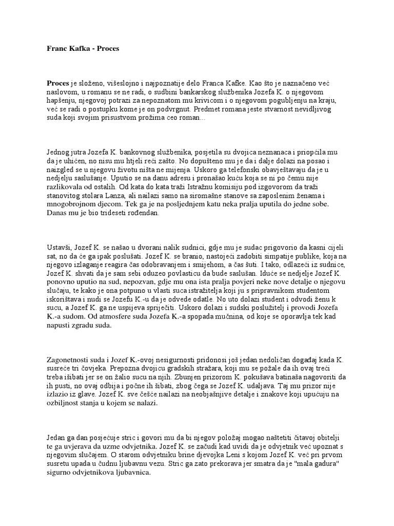 Franc Kafka Proces-kritika