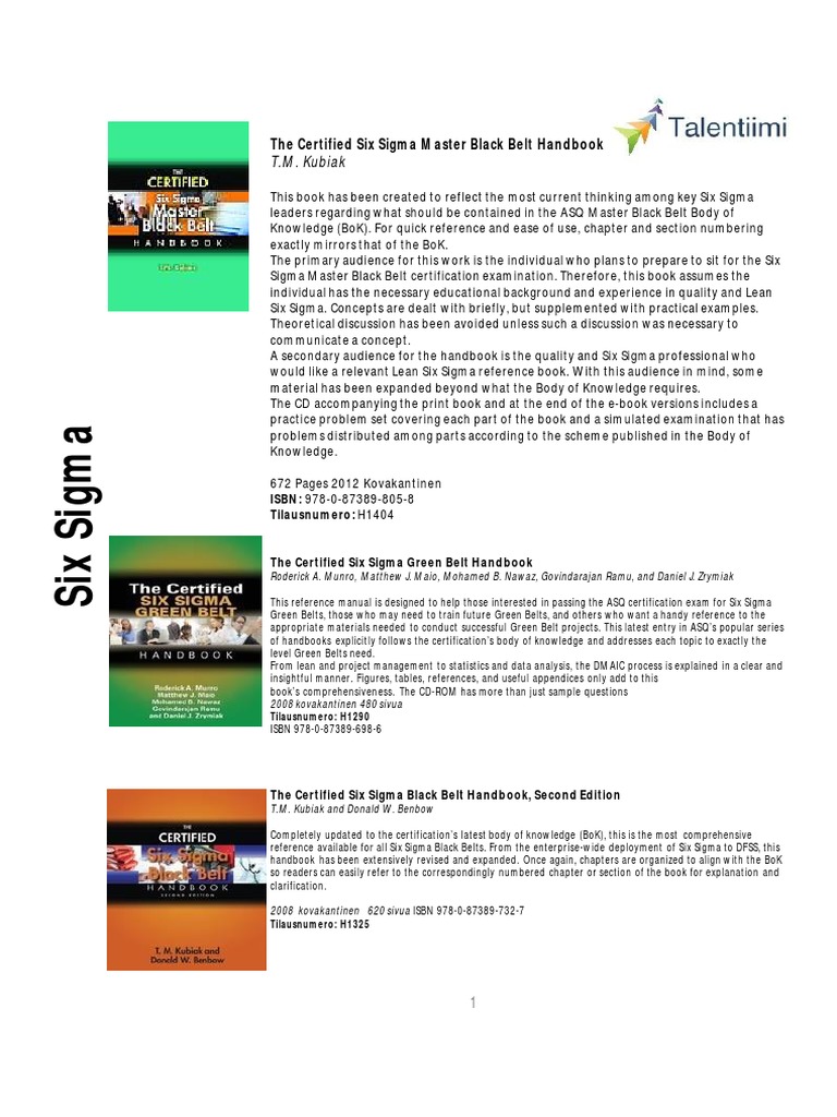 Download The Certified Six Sigma Black Belt Handbook Second Edition Pdf Free