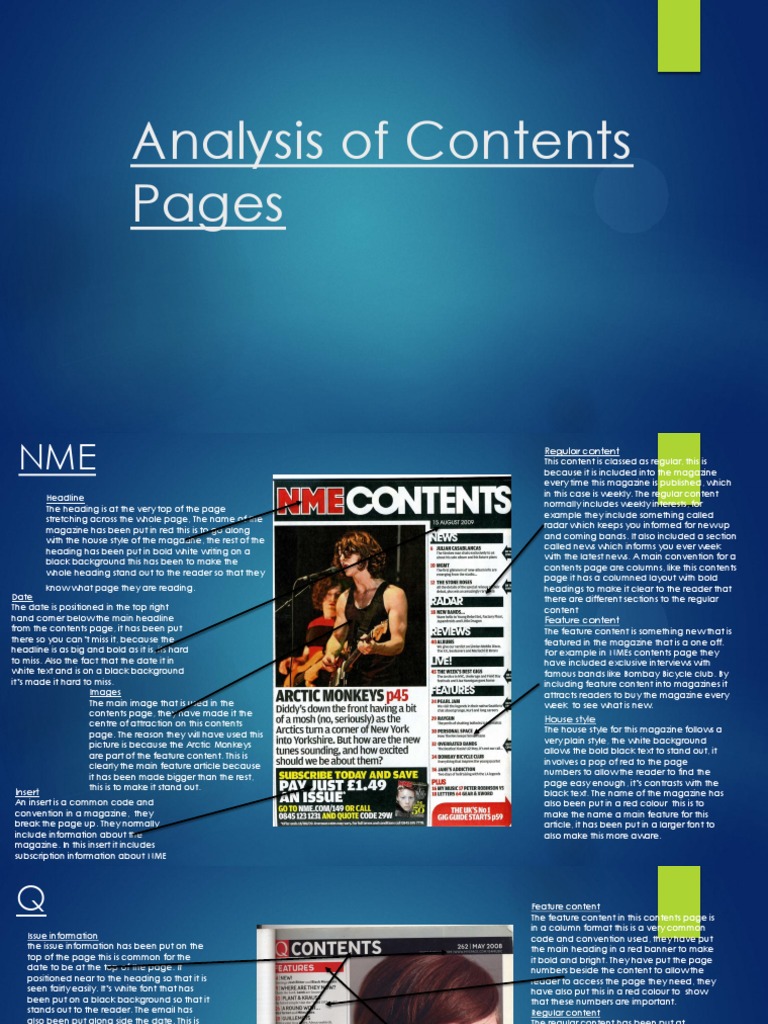 NME and MOJO Magazine Contents Analysis | PDF | Magazines | Publishing