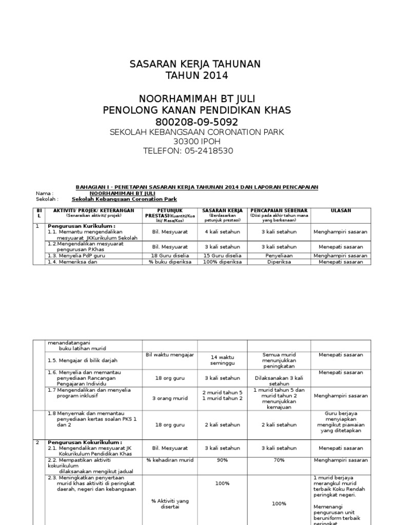 Sasaran Kerja Tahunan Pdf