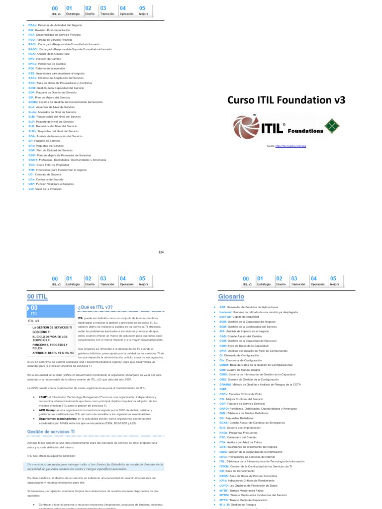 Glosario y Conceptos Clave de ITIL v3 | PDF | Itil | Proceso de ...
