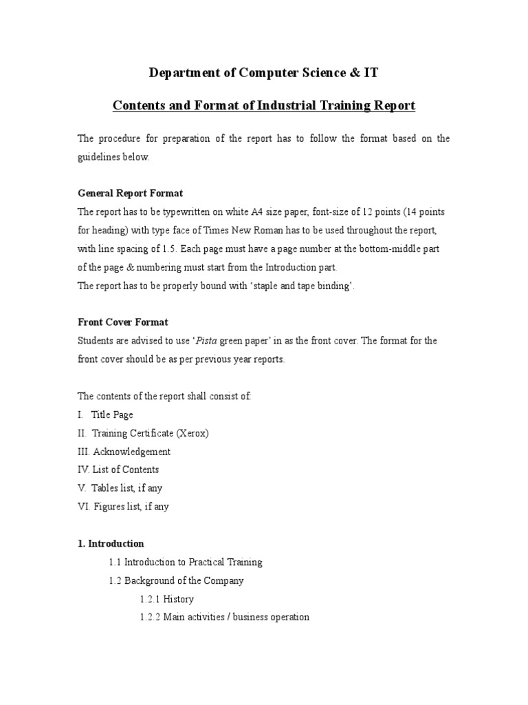 Industrial Training Report Guidelines | PDF