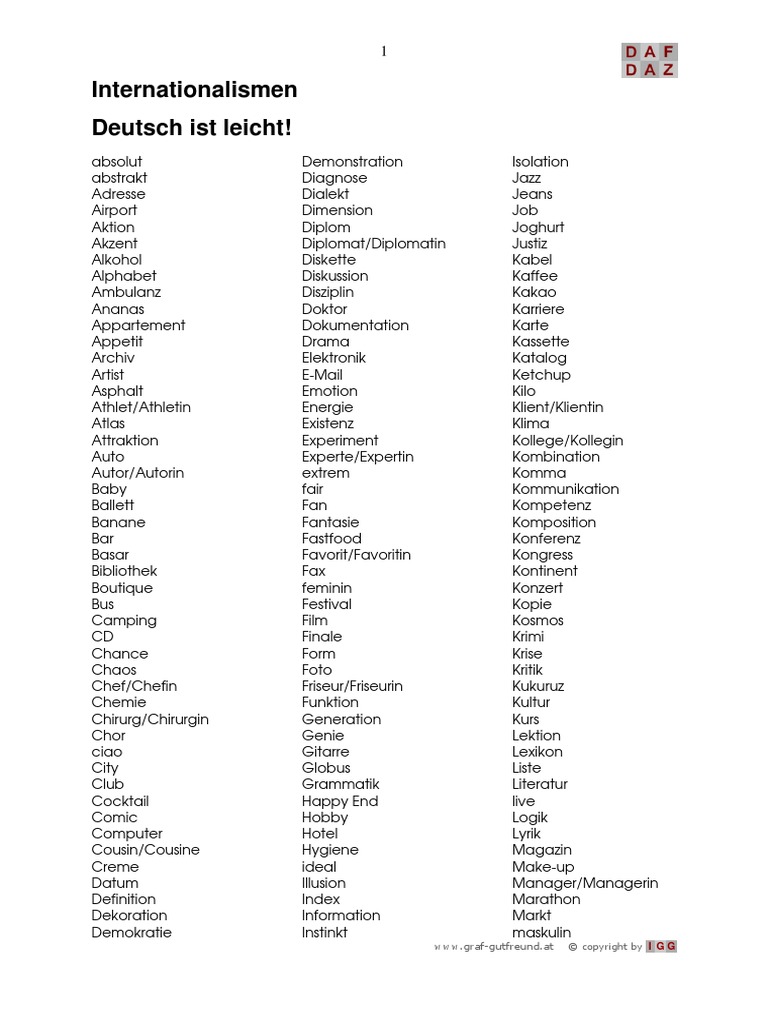 Internationalismen Deutsch ist leicht!: www.graf-gutfreund.at