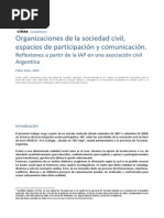 Organizaciones de la sociedad civil, espacios de participación y comunicación. Reflexiones a partir de la IAP en una asociación civil Argentina