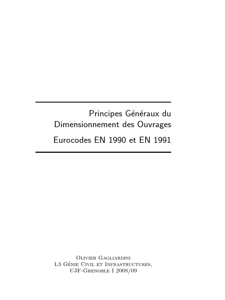 Principes Generaux Du Dimensionnement Des Ouvrages Eurocodes en 1990 Et ...