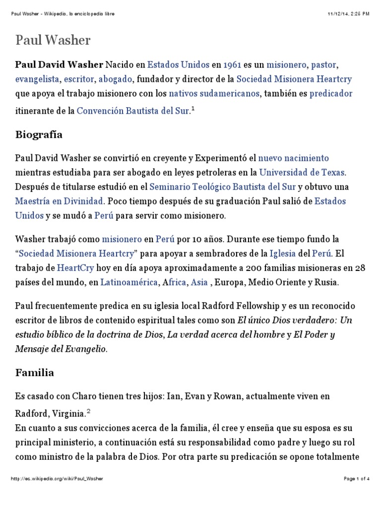 Paul Washer Wikipedia, La Enciclopedia Libre Creencia y doctrina