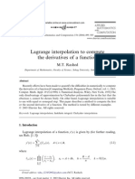 Lagrange Interpolation To Compute The Derivatives of A Function