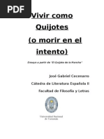 Vivir Como Quijotes (o Morir en El Intento) - Ensayo a Partir de El Ingenioso Hidalgo Don Quijote de La Mancha