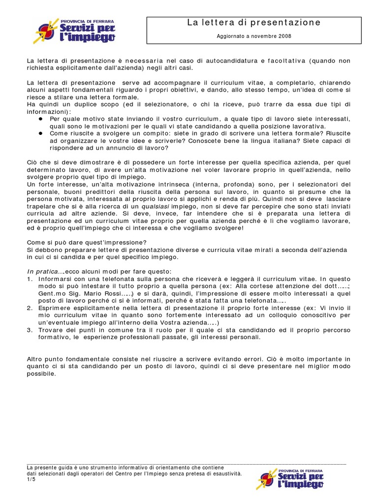 Lettera Di Presentazione 1