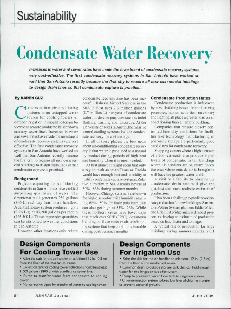 Condensate Water Recovery Systems | PDF | Air Conditioning | Humidity