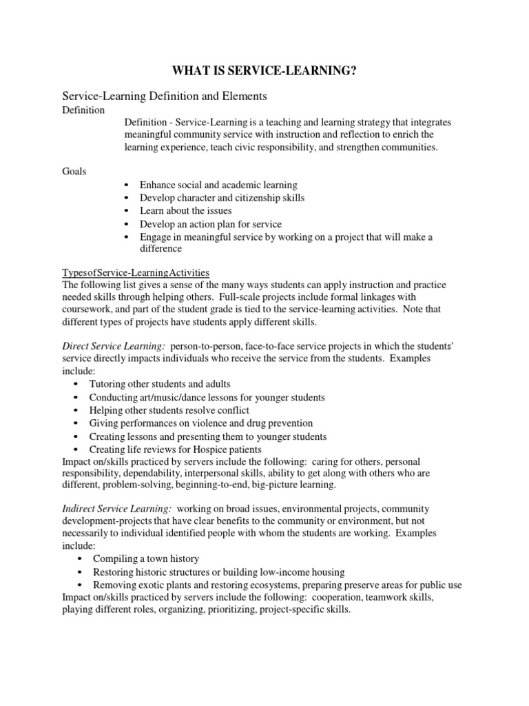 What Is Service-Learning Revised PDF | PDF | Service Learning | Quality ...