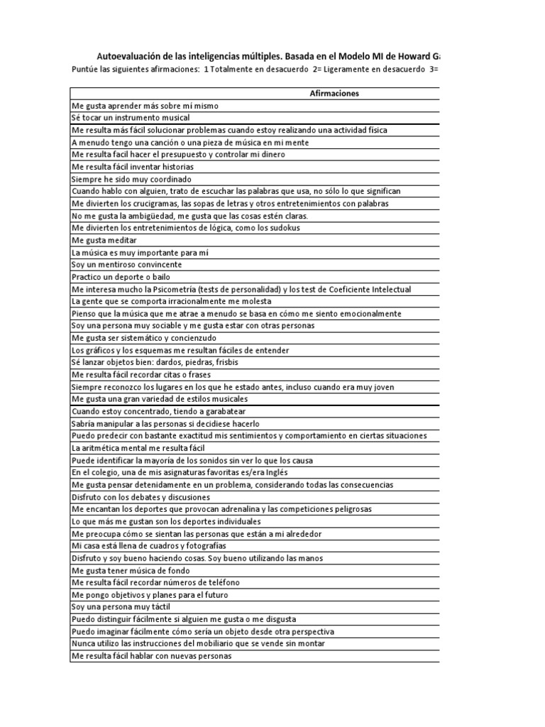 41 Multiple Intelligences Test 1 | PDF | Sicología | Ciencia cognitiva