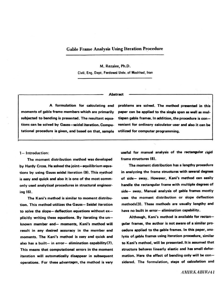 Gable Frame Analysis | PDF