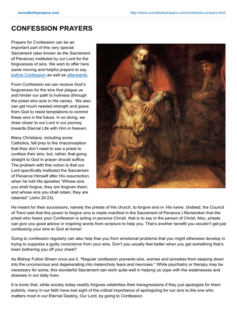 Prayer Before Confession | PDF | Confession (Religion) | Catholic ...