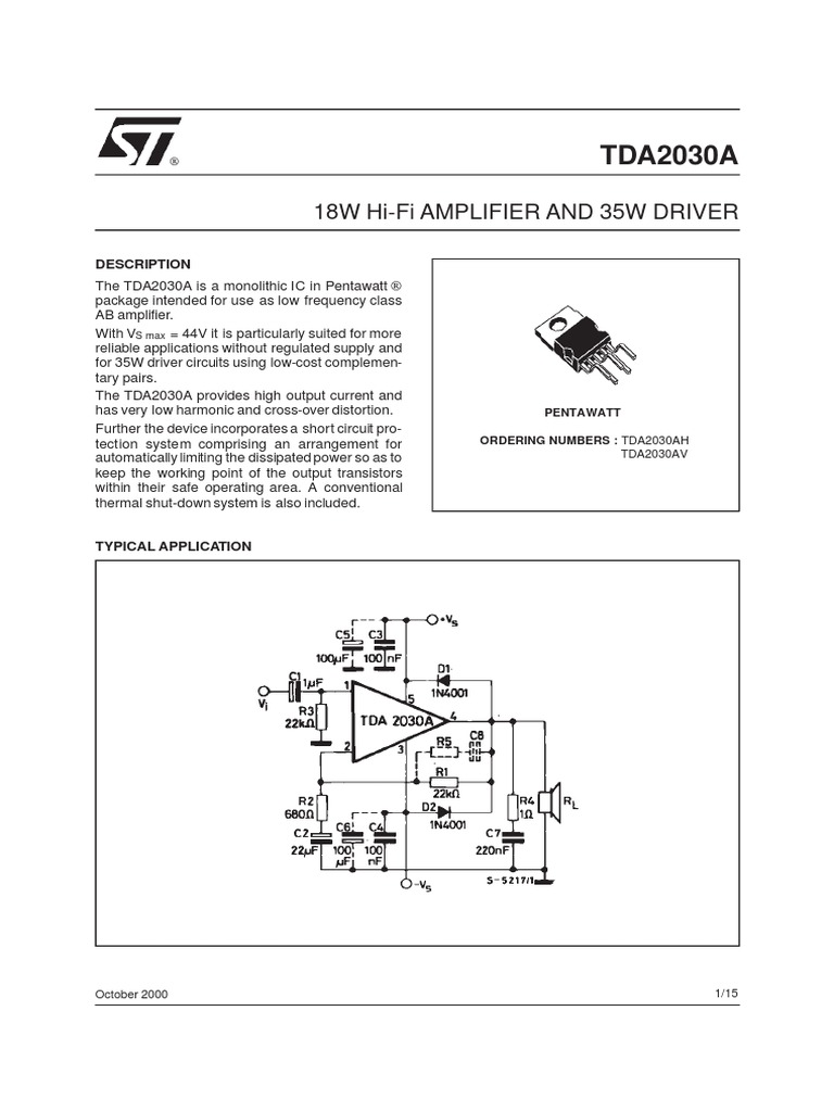 Datasheet Ic Tda2030a | informacionpublica.svet.gob.gt