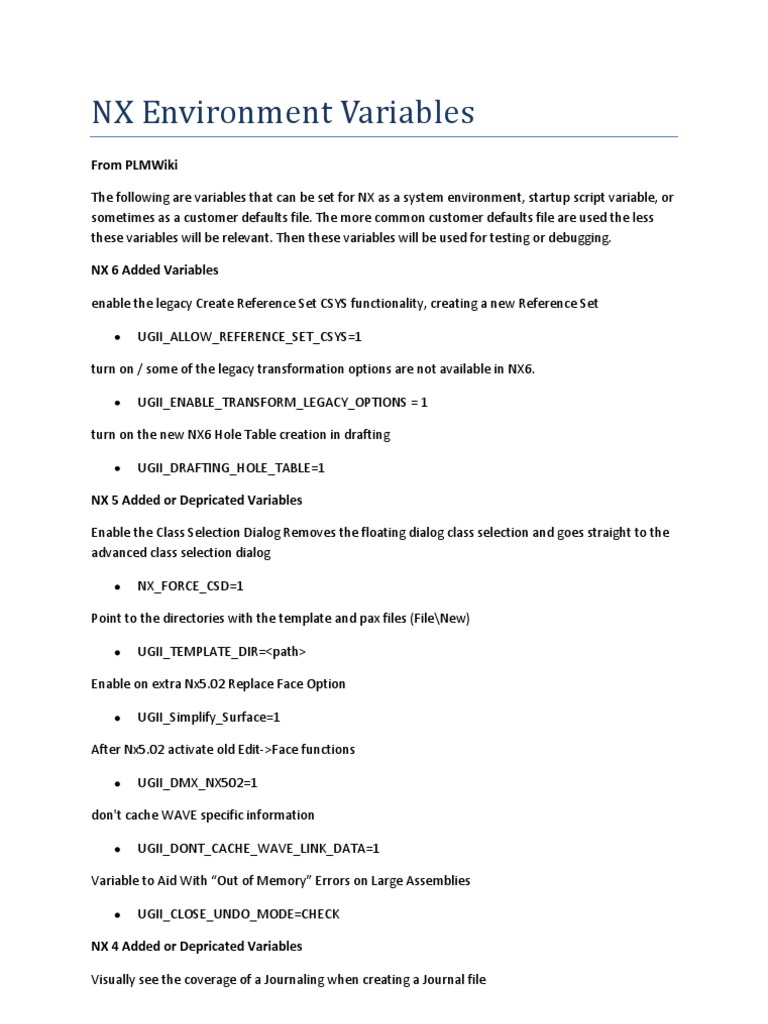 NX Environment Variables Overview | PDF | Computer File | Directory ...