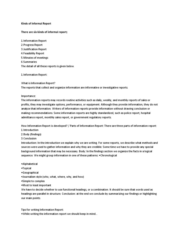 Types of Informal Reports Explained | PDF | Fingerprint | Police