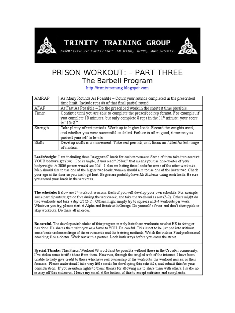 Barbell Prison Workout Program Guide | PDF | Physical Exercise | Recreation
