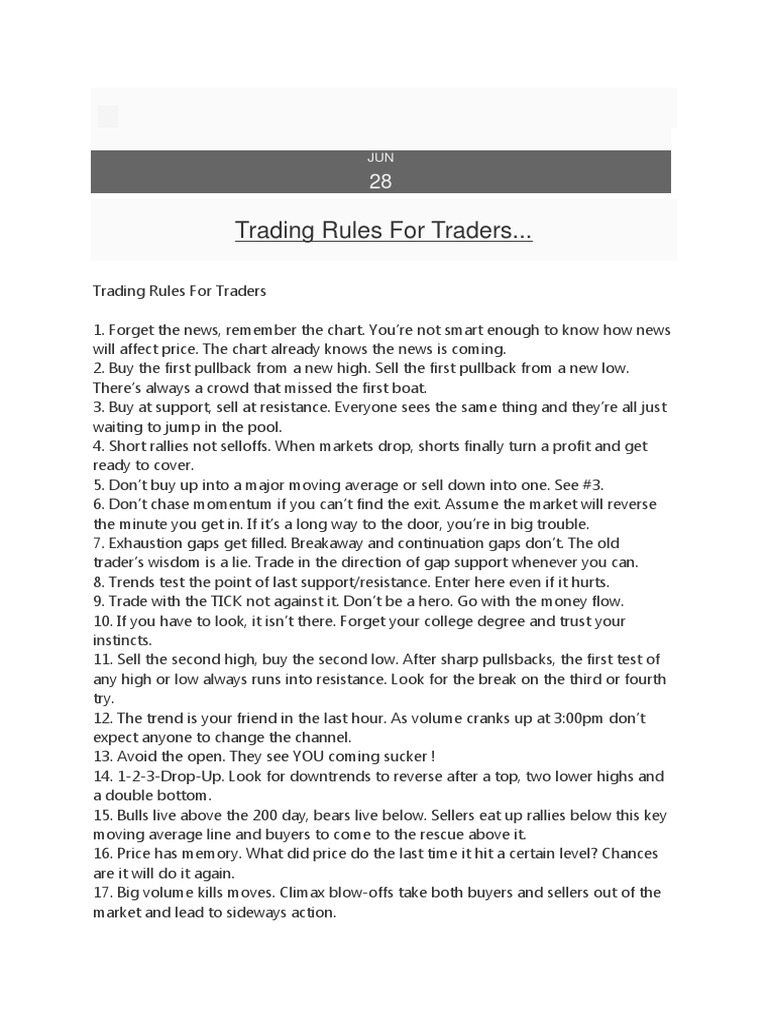 Trading Rules For Traders.. | PDF | Financial Markets | Financial Economics
