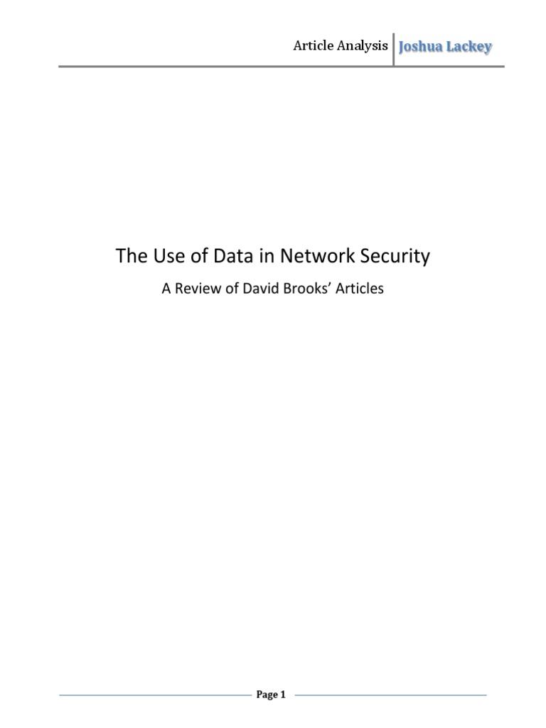 The Use of Data in Network Security | PDF | Computer Security | Security