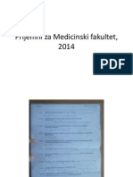 Prijemni Za Medicinski Fakultet, 2014