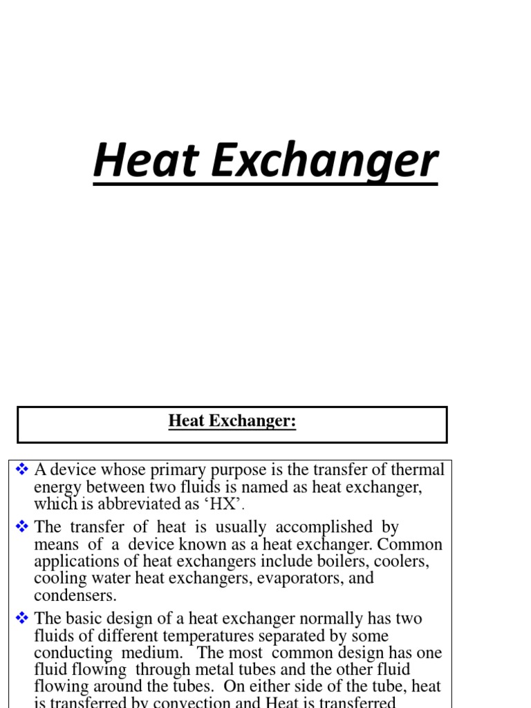1Classification of Heat Exchangers & Selection Criteria PDF Heat