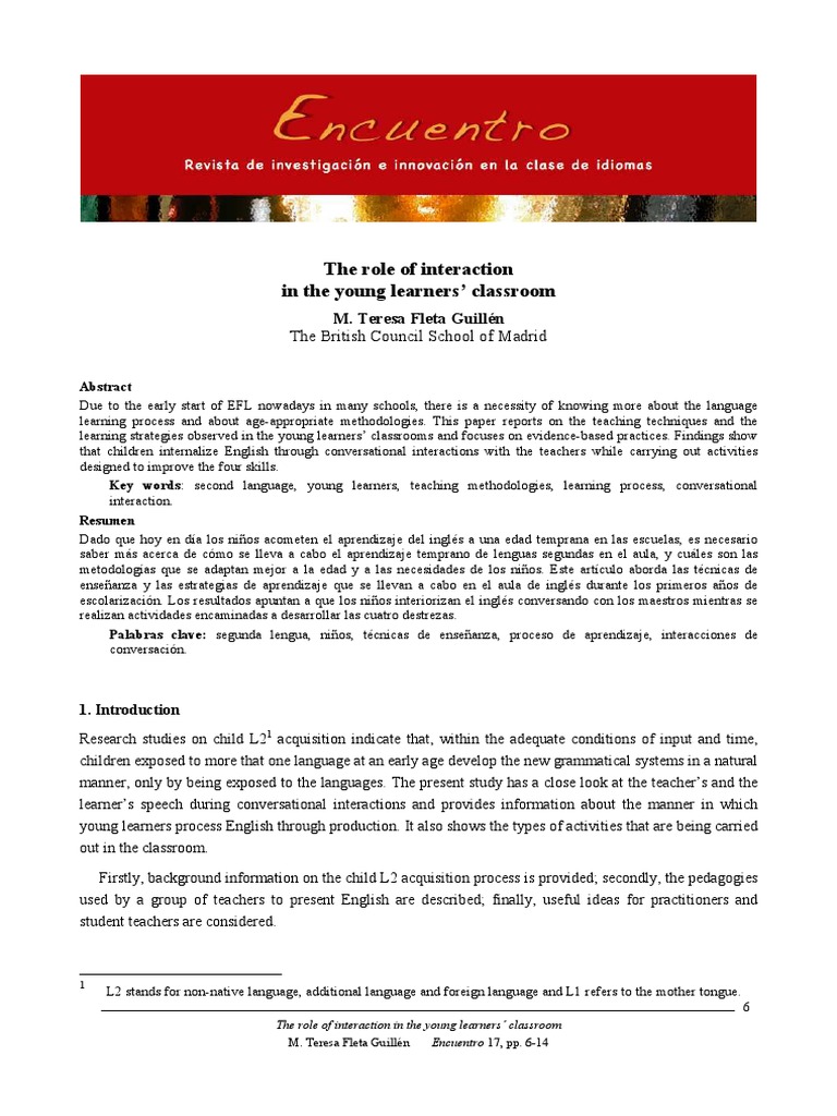 The Role of Interaction in The Young Learners' Classroom | PDF