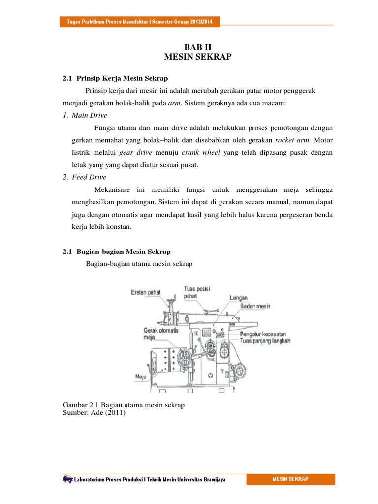 Fungsi dan Bagian Mesin Sekrap | PDF