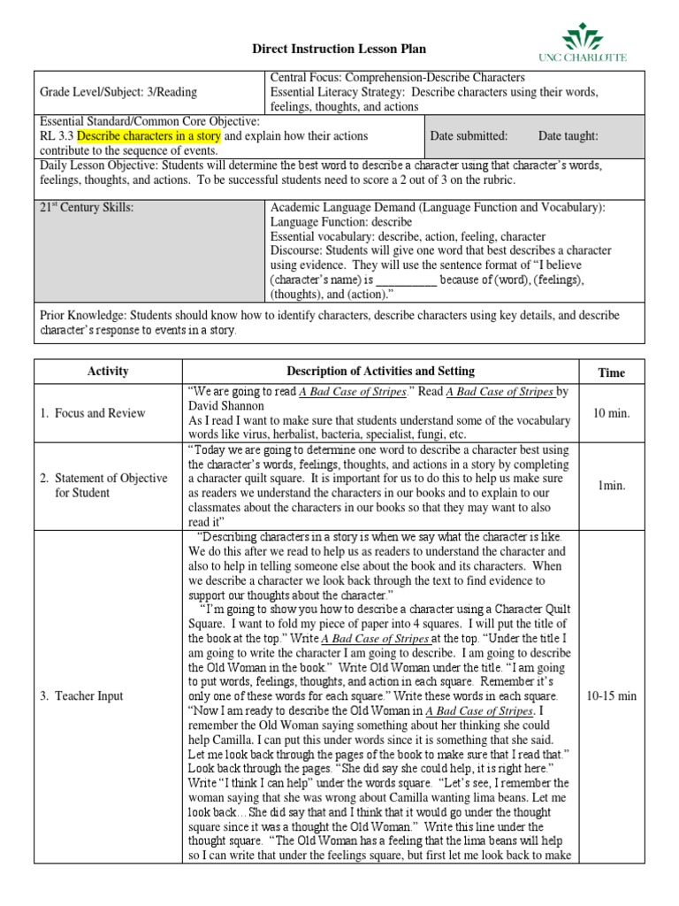 Imb Direct Instruction Lesson Plan Template Rev sp14 2 | PDF | Lesson ...