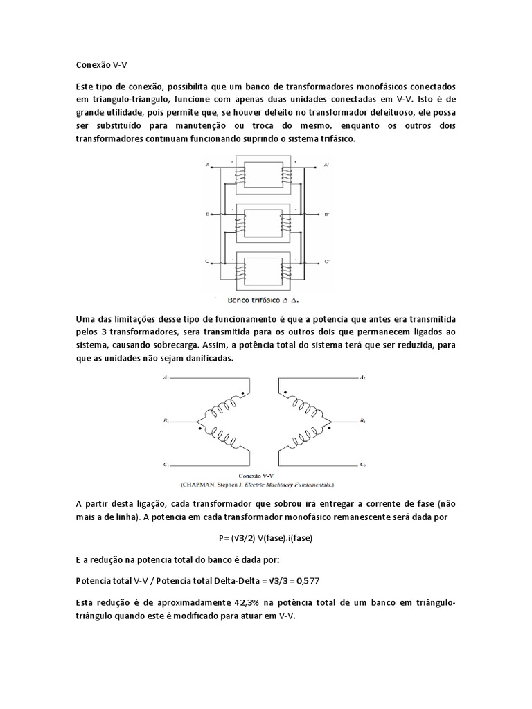 Conexão V-V | Download grátis PDF | Transformador | Engenharia Elétrica