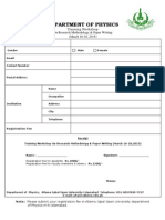 Department of Physics: Training Workshop On Research Methodology & Paper Writing (March 16-18, 2015)