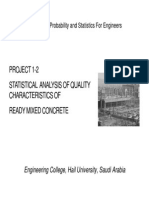 Project 1-2 Statistical Analysis of Quality Characteristics of Ready Mixed Concrete