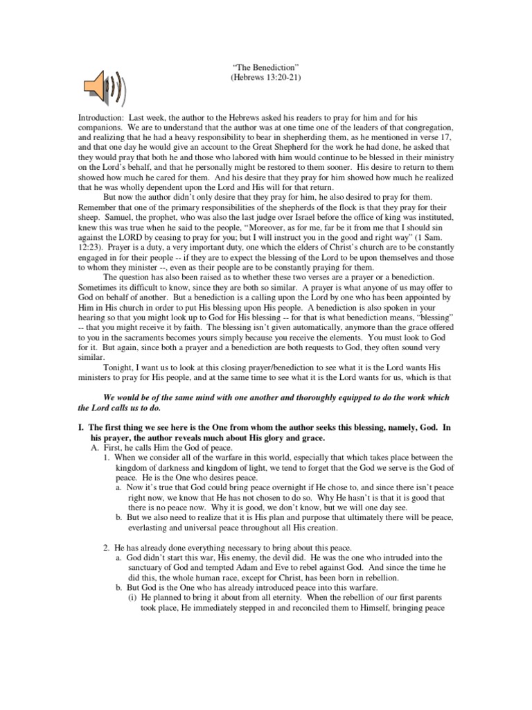 The Benediction PDF Atonement In Christianity Good Works