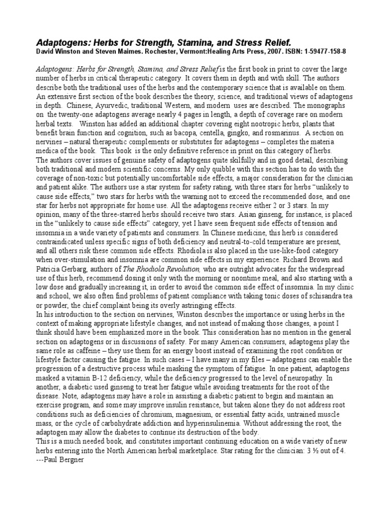 Adaptogens Herbs For Strength, Stamina, and Stress Relief PDF