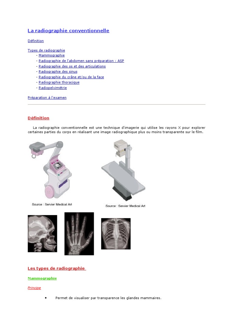 Types de radiographie conventionnelle | PDF | Radiographie | Mammographie