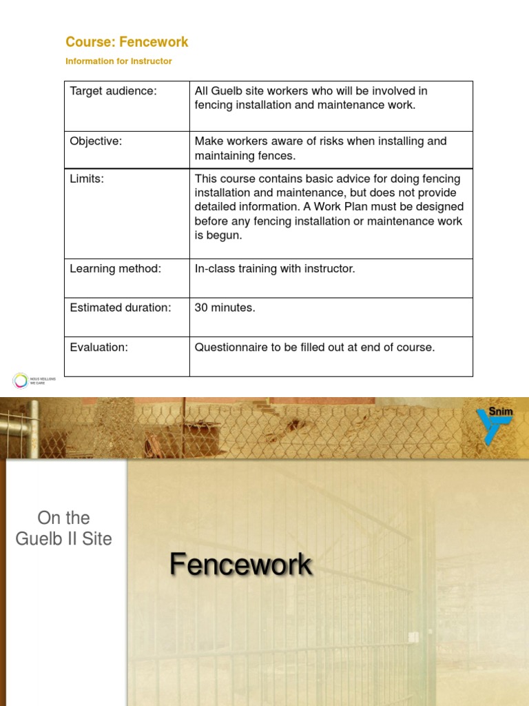 Fence Installation Safety Training Guide | PDF