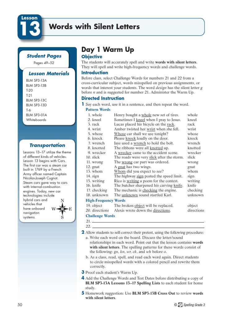 Silent Letters PDF Part Of Speech Noun