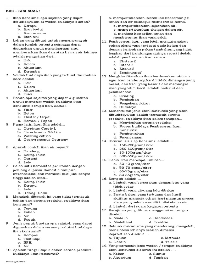 18+ Contoh Soal Uts Prakarya Dan Kwu Kelas 18 Pics