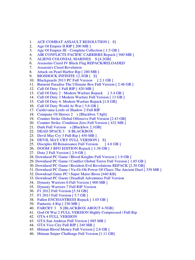 List | PDF | Video Game Franchises | Sequel