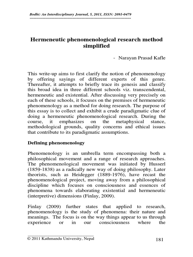 HERMENEUTIC PHENOMENOLOGICAL RESEARCH intelligence overview
